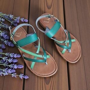 Elegant Green and Brown Strappy Sandals